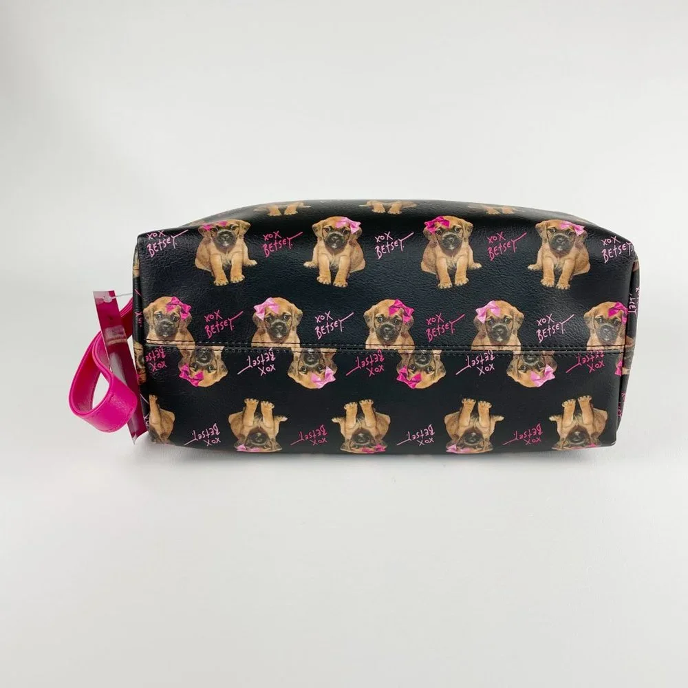 Betsey Johnson Dog Double Zip Cosmetic Bag